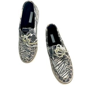 Sperry Top Sider‎ Bahama Cheetah Zebra Print Sequin Womens Boat Shoes Size 9.5 M